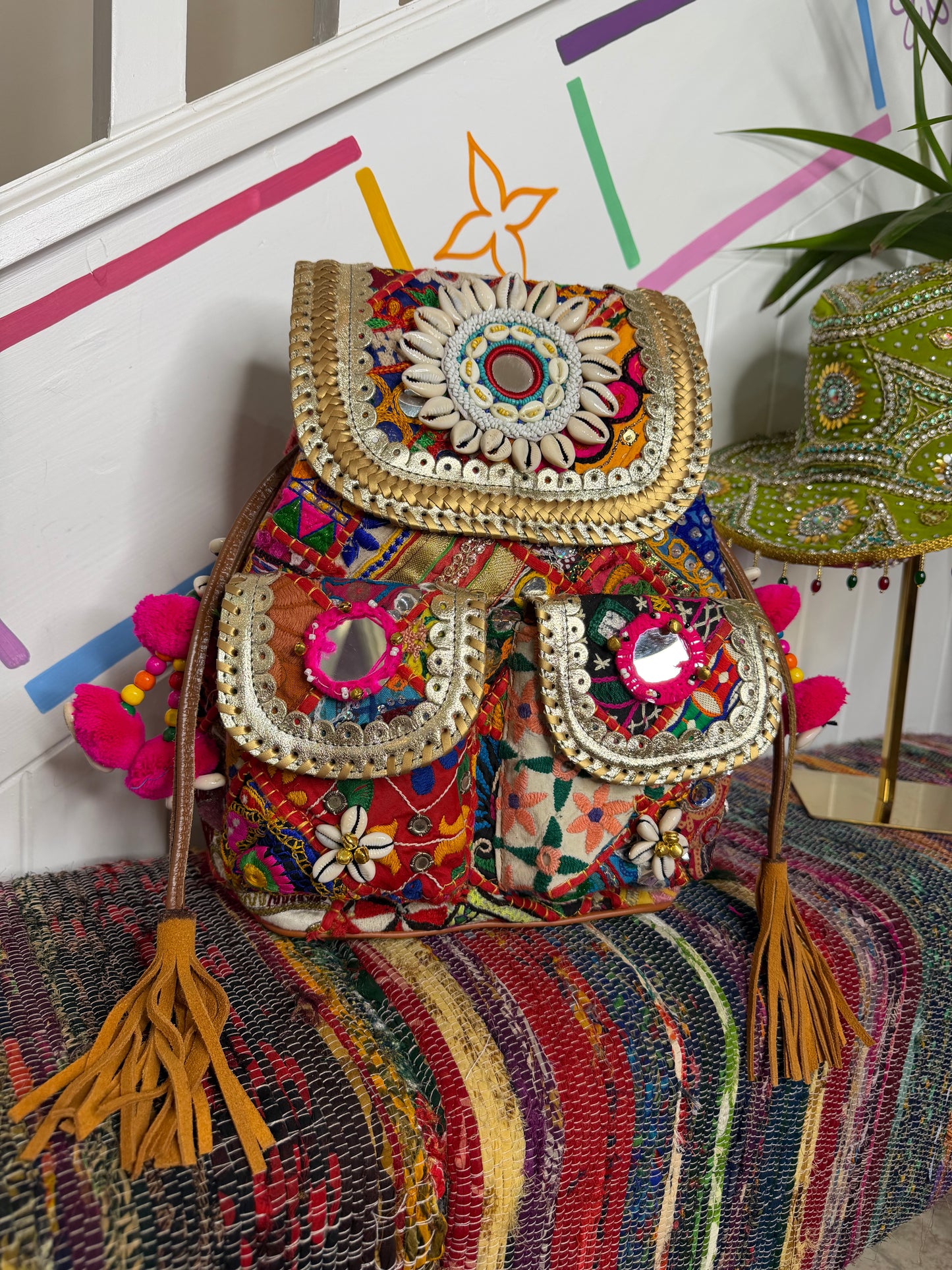 Boho Medium Gold Backpack