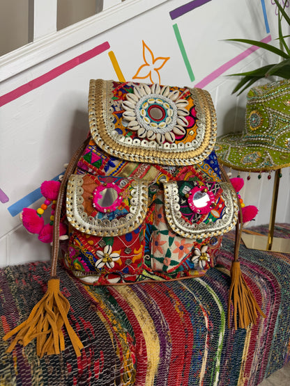 Boho Medium Gold Backpack