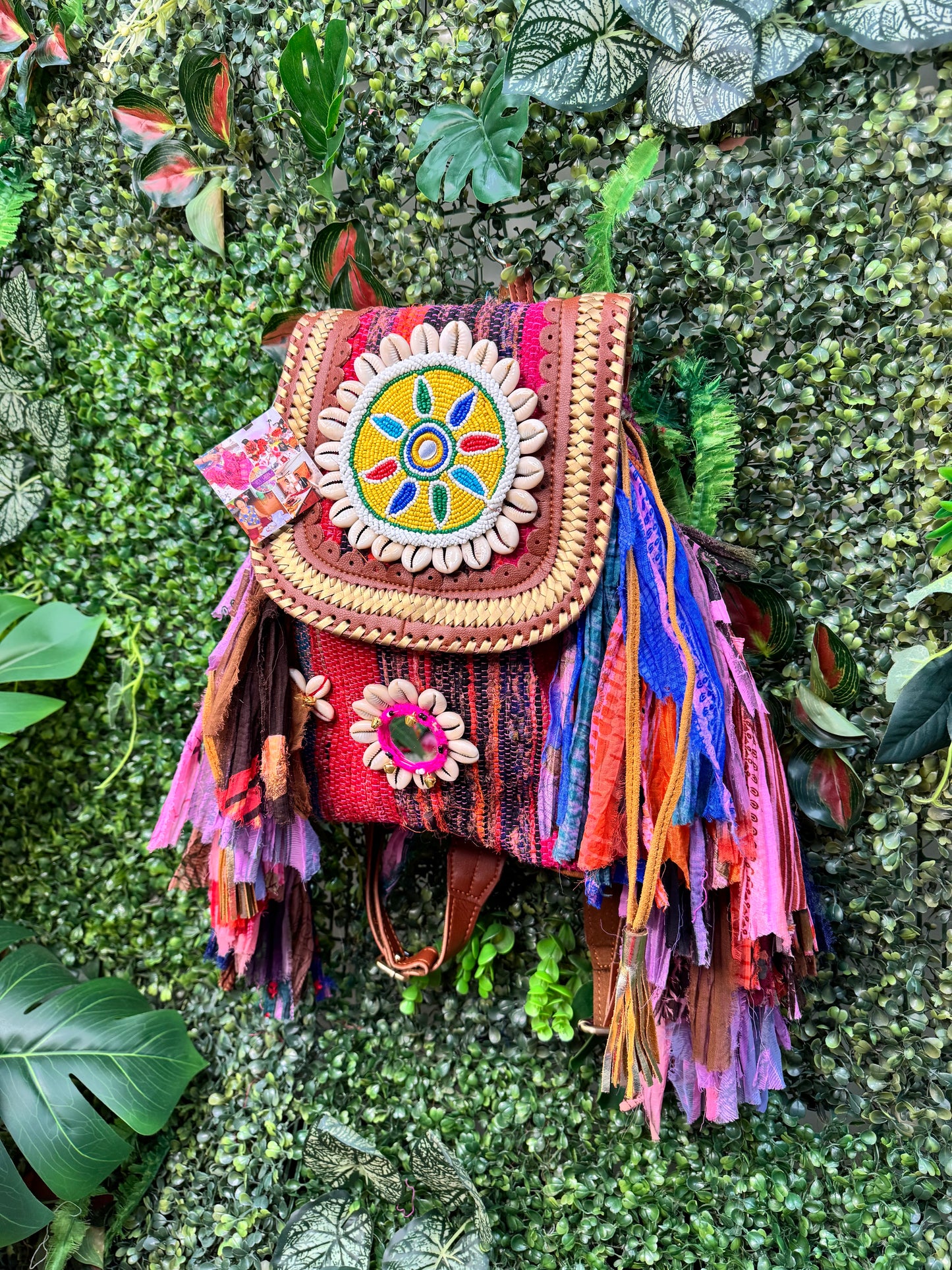 Rag Rug Leather Tassel Backpack - 7