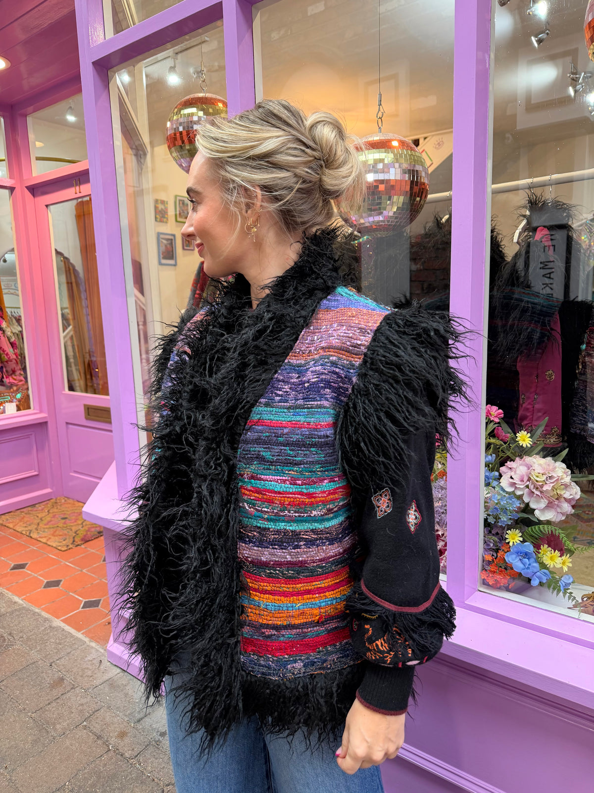 Faux Fur Rag Rug Gilet - 2
