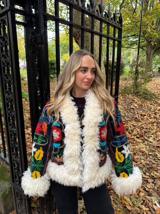 Vintage 70s Afghan Suzani Short Coat