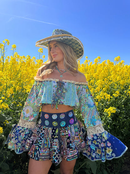 Gypsy Soul Embellished Bardot Top & Skirt Co Ord