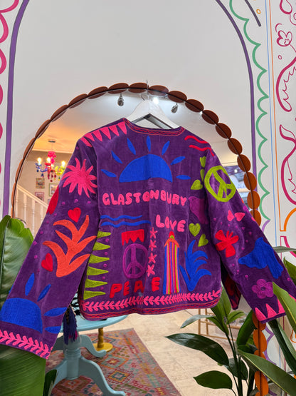 Glastonbury JOY Velvet Duster Jacket in Purple