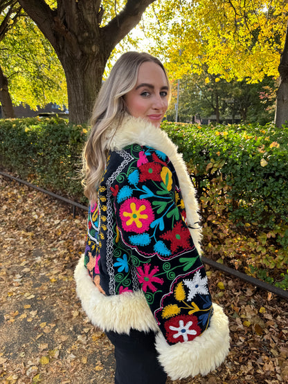 Vintage 70s Afghan Suzani Short Coat