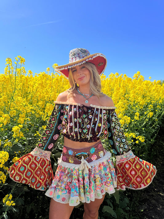 Gypsy Soul Embellished Bardot Top & Skirt Co Ord