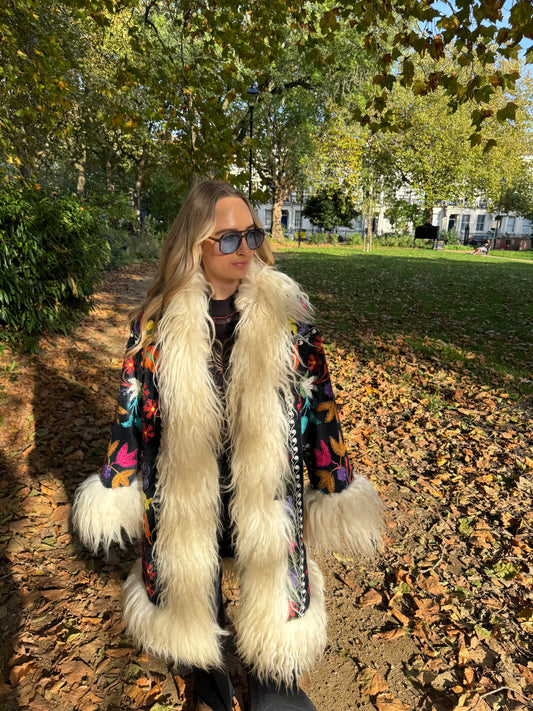 Vintage 70s Afghan Suzani Long Coat