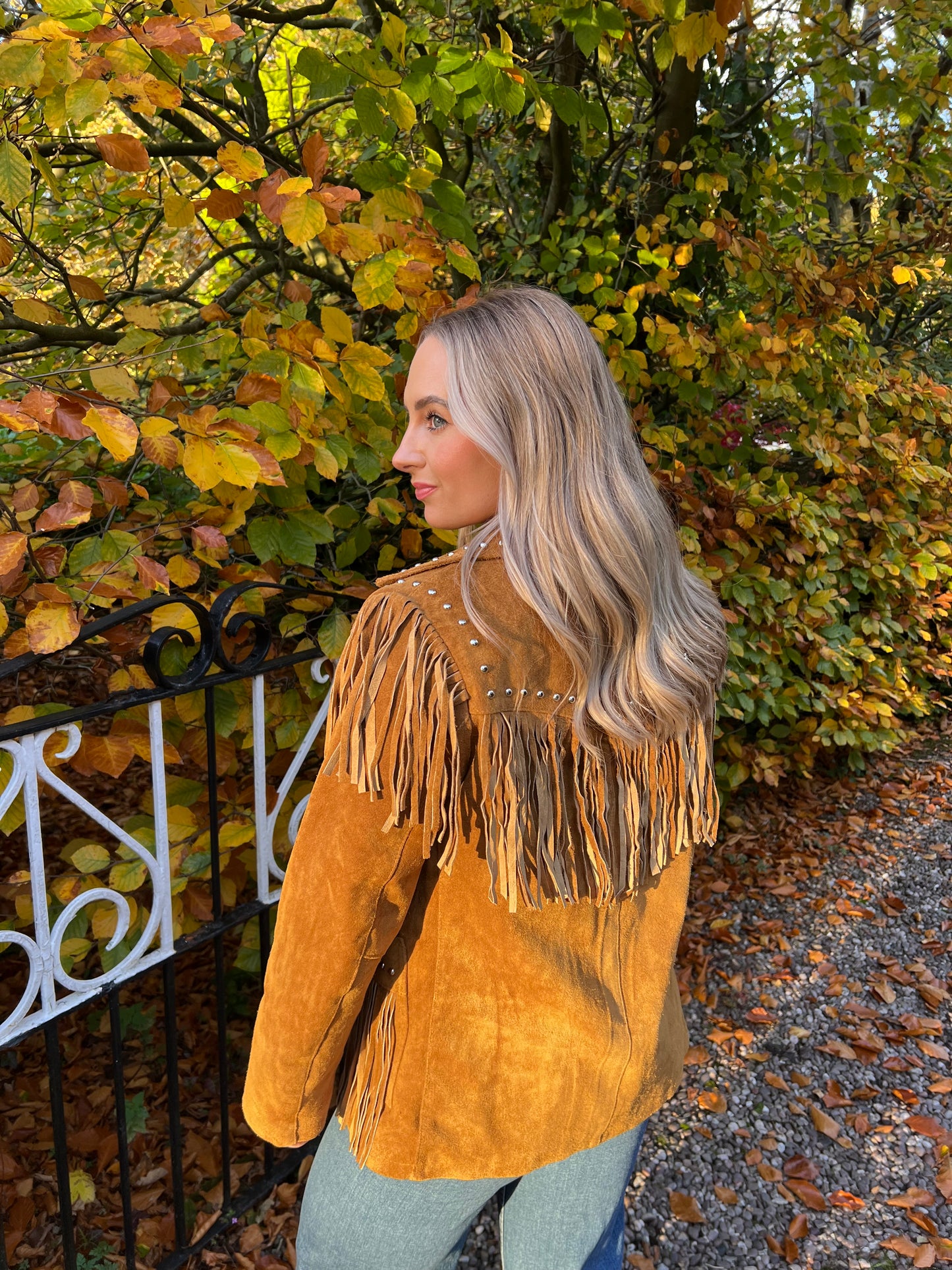 Arizona Tan Stud Tassel Suede Jacket