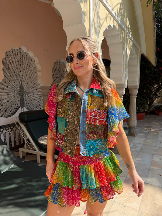 Rainbow Golden Hour Ruffle Shorts