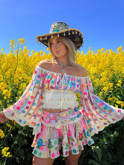 Gypsy Soul Embellished Bardot Top & Skirt Co Ord