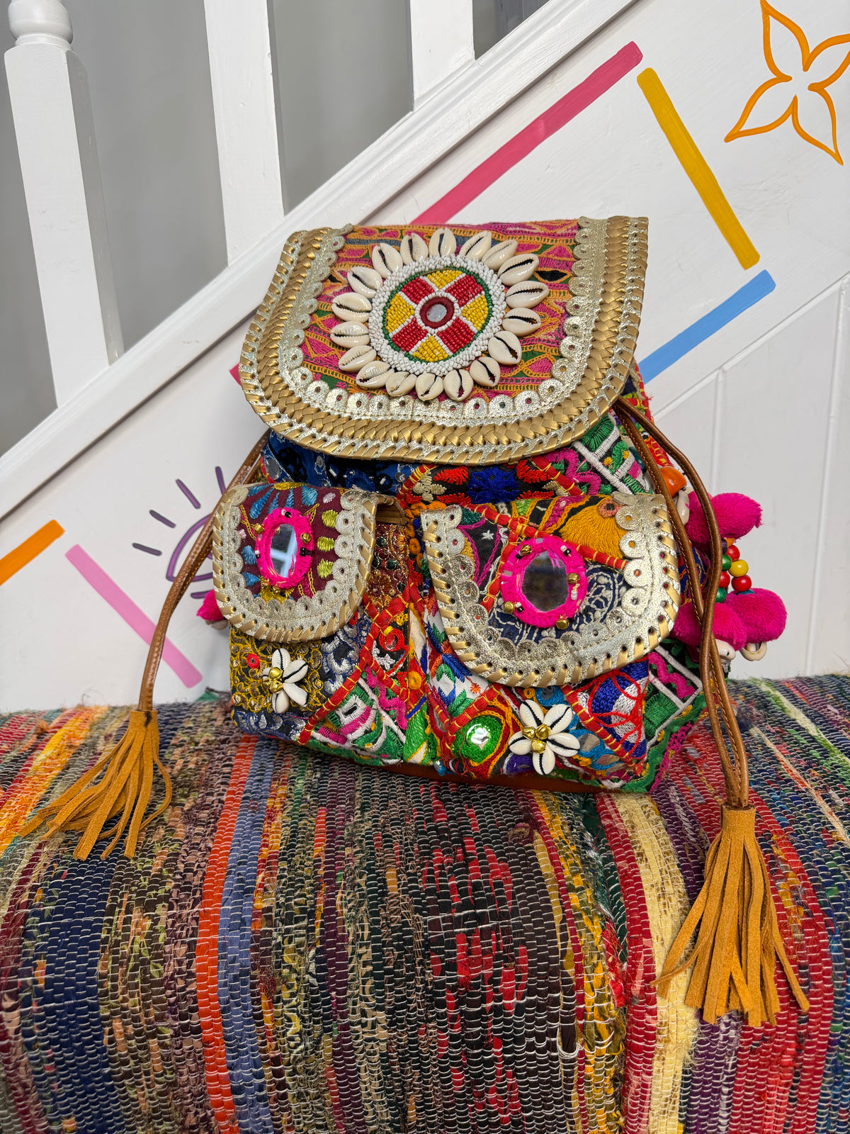 Boho Medium Gold Backpacks