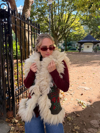 Vintage Embroidered Fur Gilet