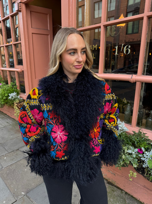 Vintage 70s Afghan Suzani Short Coat