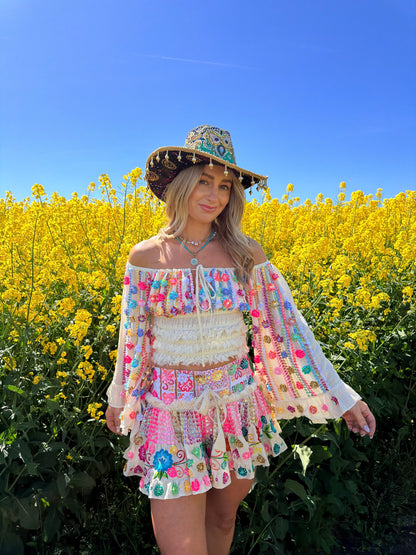 Gypsy Soul Embellished Bardot Top & Skirt Co Ord