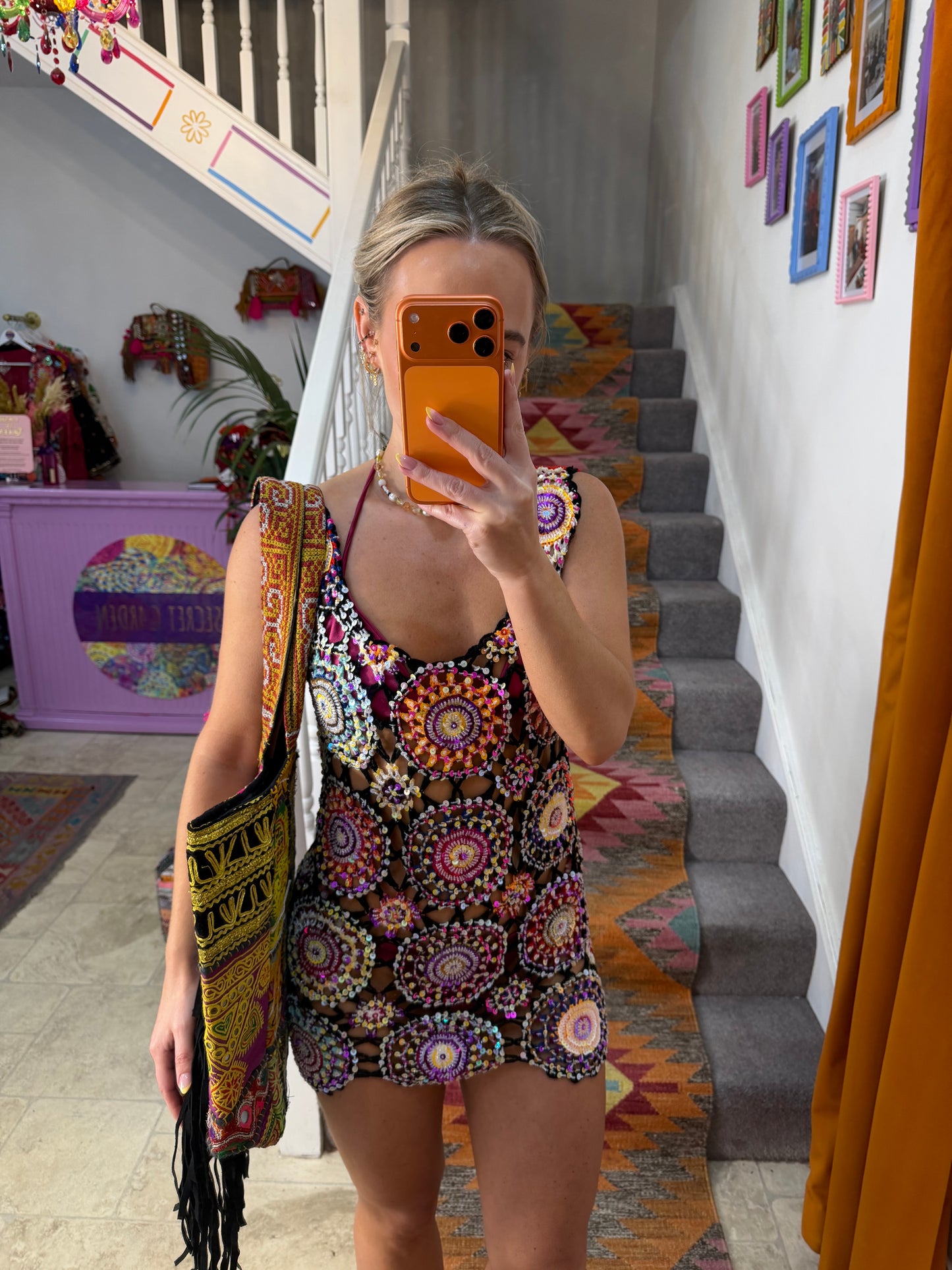 Crochet Sequin Beach Dress