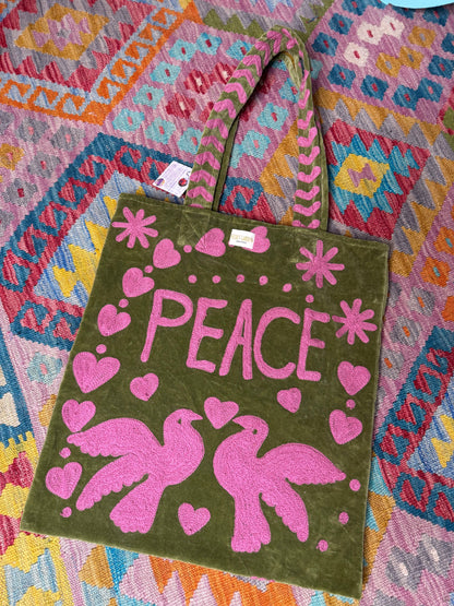 Peace & Love Tote Bags