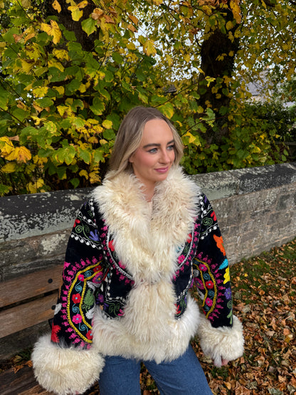 Vintage 70s Afghan Suzani Short Coat