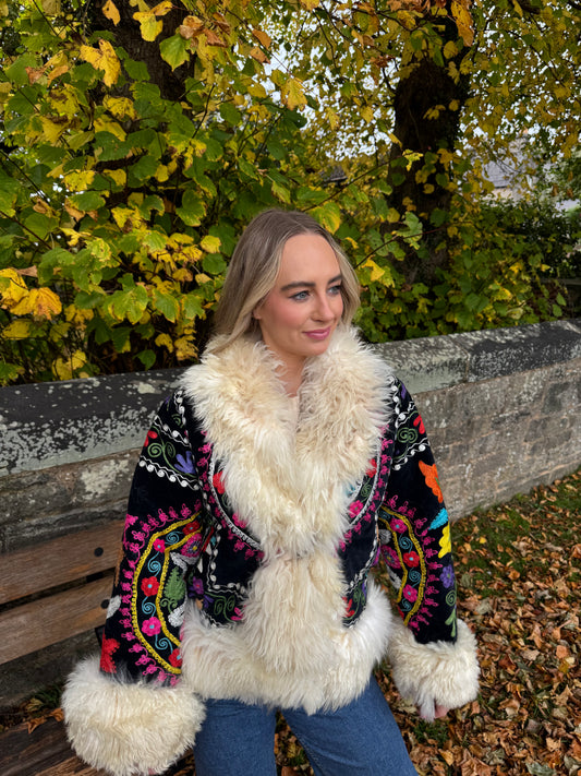 Vintage 70s Afghan Suzani Short Coat