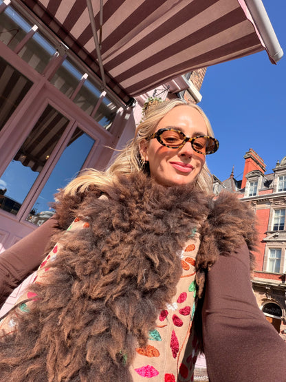 Vintage Embroidered Fur Gilet