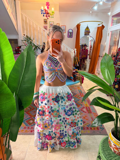 Gypsy Soul Ruffle White Skirt