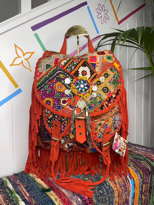 Boho Red Tassel Backpacks - 1