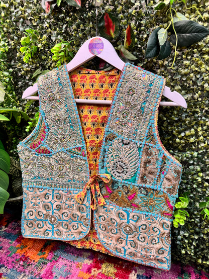 Tapestry Vintage Waistcoat - Aqua