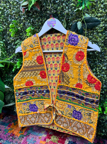 Tapestry Vintage Waistcoat - Yellow