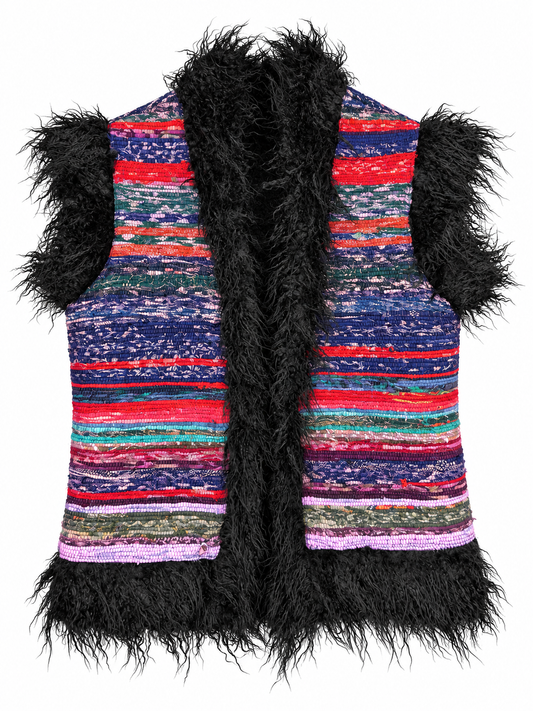 Faux Fur Rag Rug Gilet - 1