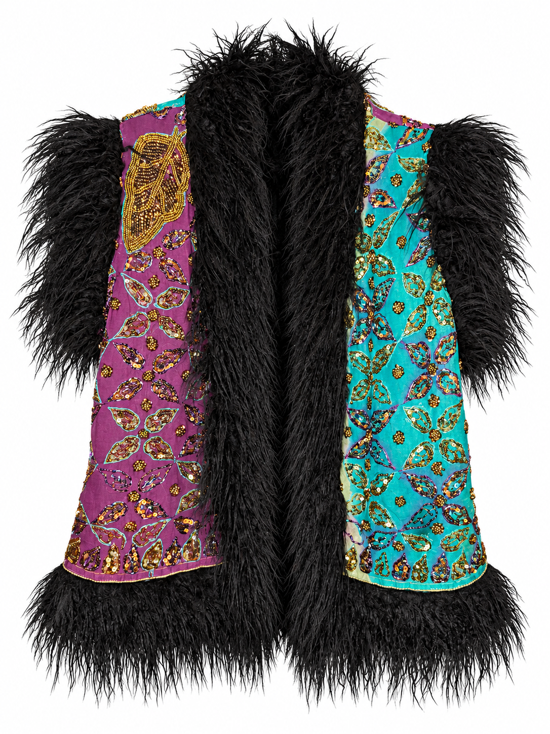 Faux Fur Sari Gilet - 2