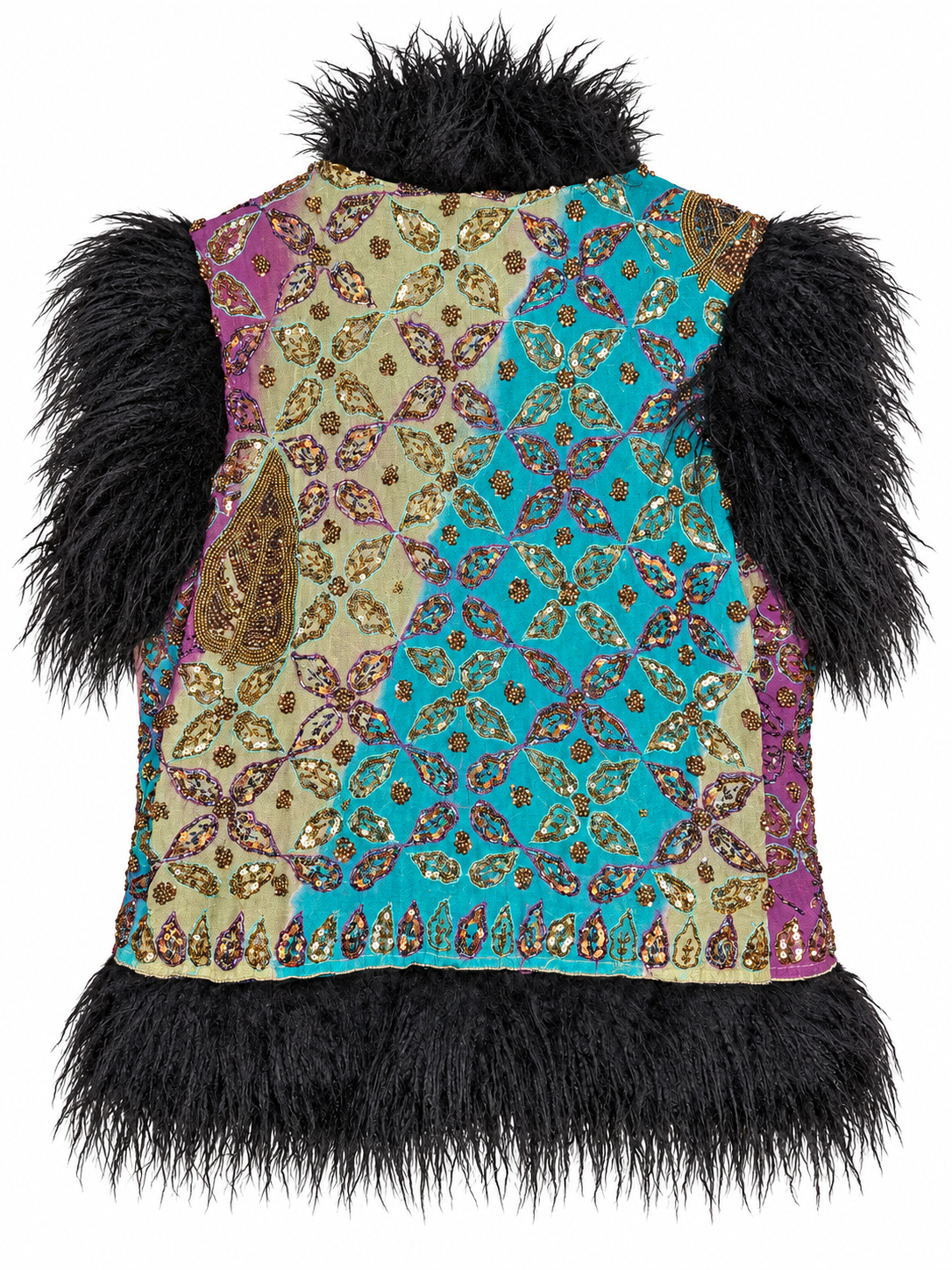 Faux Fur Sari Gilet - 2