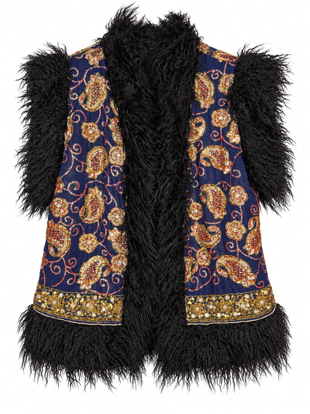 Faux Fur Sari Gilet - 3