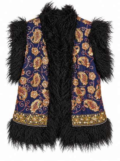 Faux Fur Sari Gilet - 3