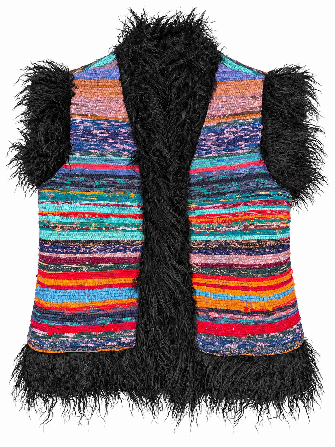 Faux Fur Rag Rug Gilet - 2