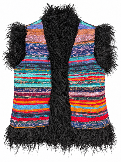 Faux Fur Rag Rug Gilet - 2