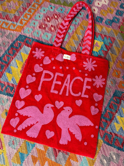 Peace & Love Tote Bags