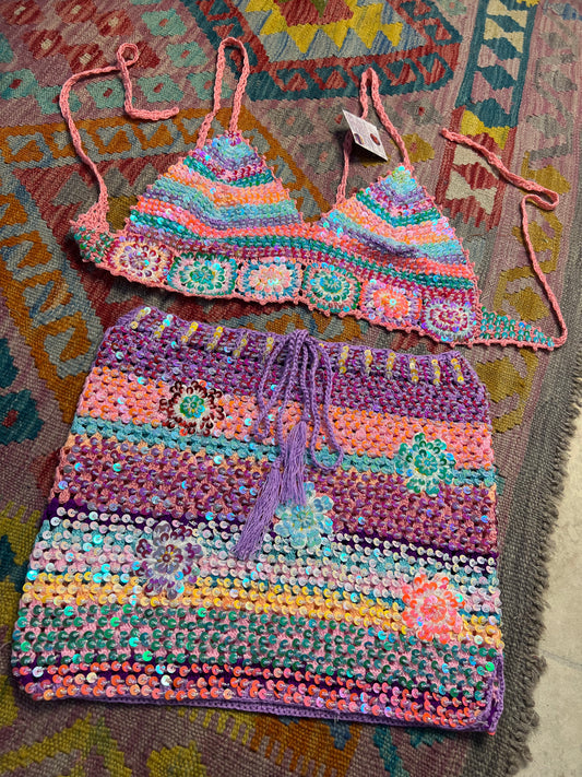 Gypsy Soul Embellished Crochet co ord - Multi