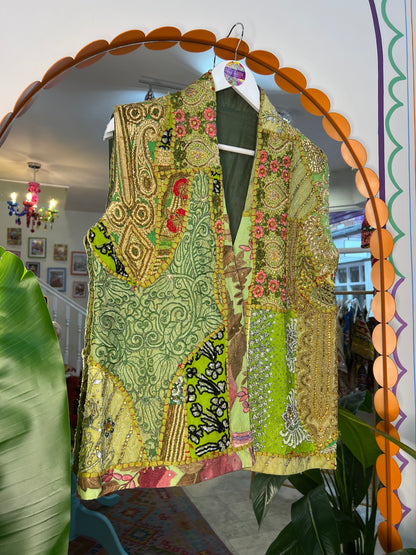 Tapestry Vintage Waistcoat - Green