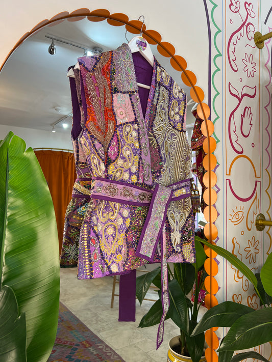 Tapestry Vintage Waistcoat - Purple