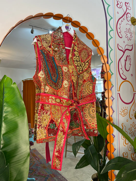 Tapestry Vintage Waistcoat - Pink