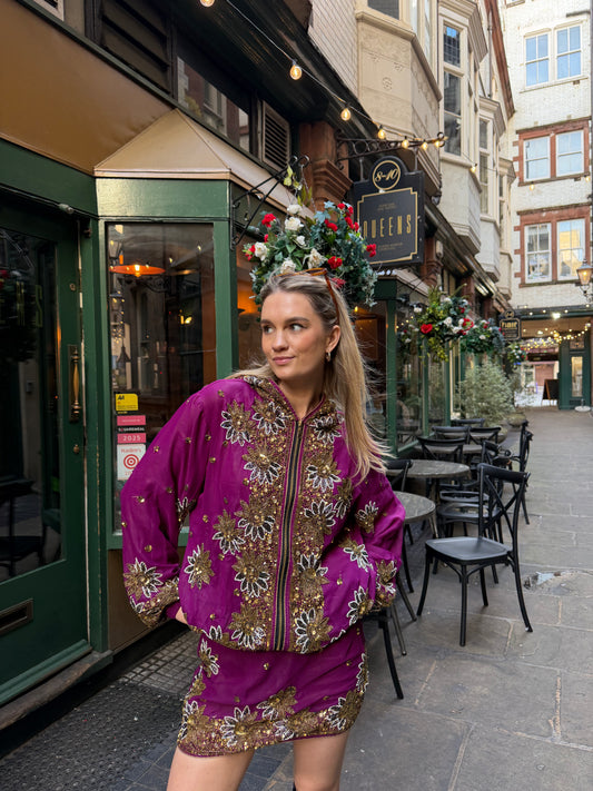 Sari Vintage Hoodie & Skirt Co ord