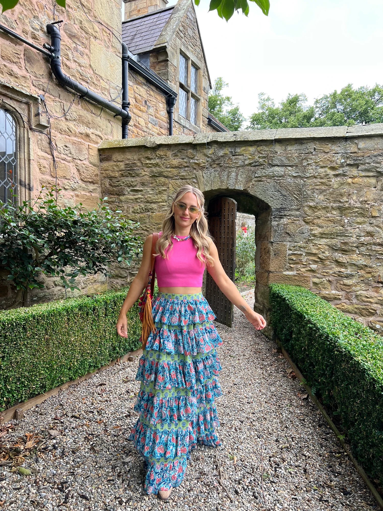 Blue shop green skirt